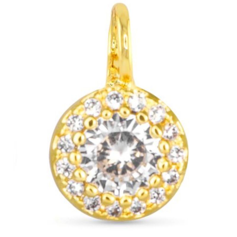 Clear CZ Halo Charm Gold